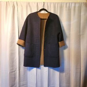 MaxMara Reversible Wool Coat, Size 2 Navy